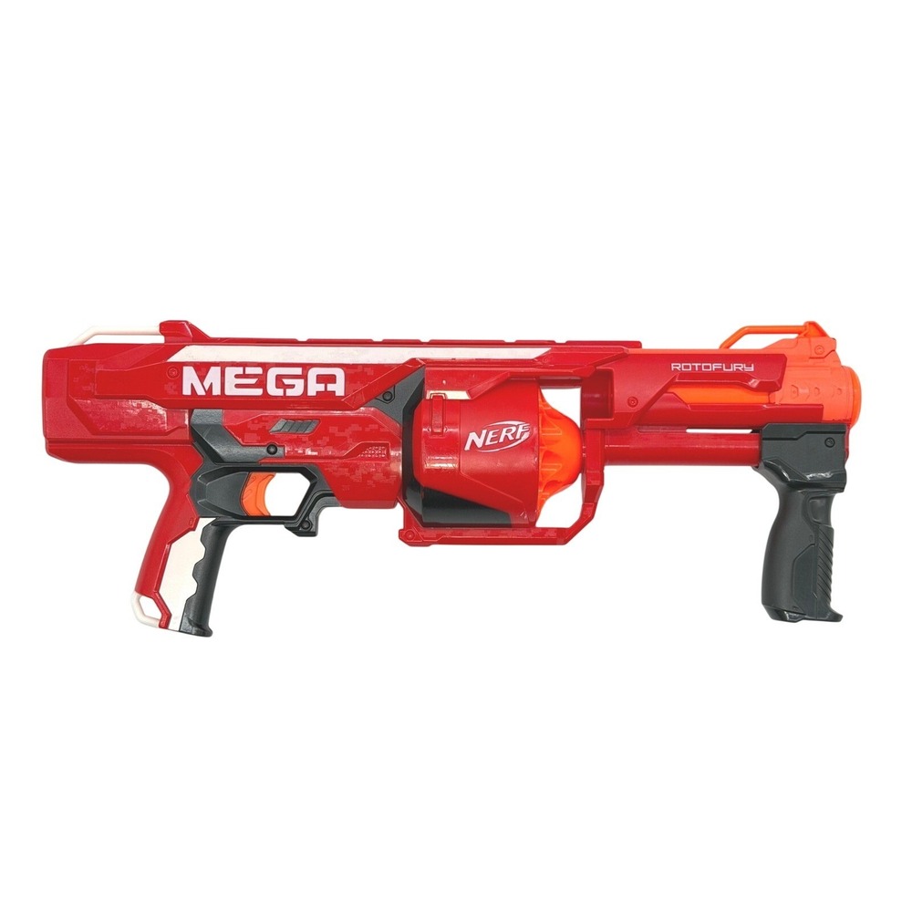 Nerf N-Strike MEGA Rotofury Blaster Red Rotating Drum Slam Fire Pump Action Gun - Picture 1 of 8